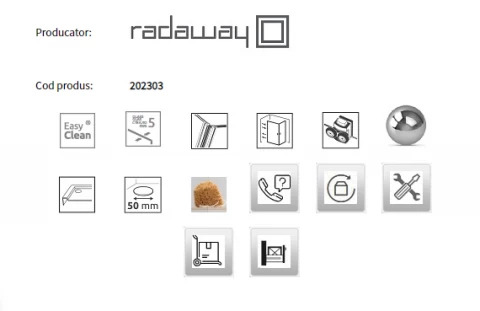 Set PROMO cabina dus Radaway Alienta C 80x80xH190 cm, sifon si cadita Tinos C Compact