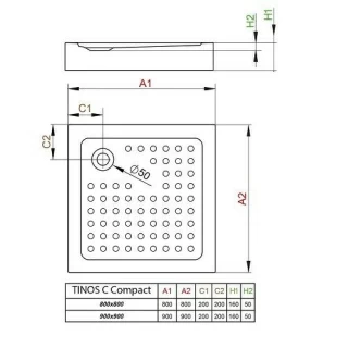 Set PROMO cabina dus Radaway Alienta C 80x80xH190 cm, sifon si cadita Tinos C Compact