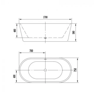 Cada freestanding Florida Denisa P 170x75xH58 cm cu preaplin si instalatie completa