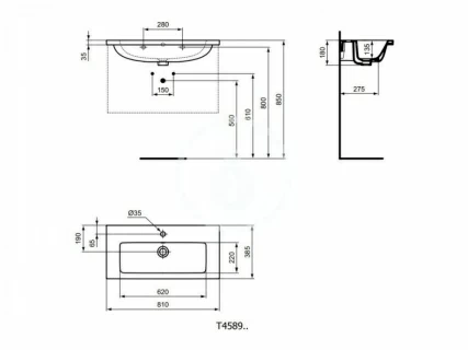 Lavoar Ideal Standard I.Life S 81x38.5 cm cu preaplin