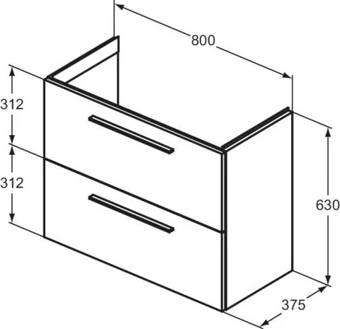 Baza lavoar Ideal Standard I.Life 80x37.5xH63 cm cu 2 sertare