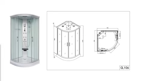 Cabina dus cu hidromasaj Sanotechnik QuickLine Scala, 90x90xH215 cm, completa