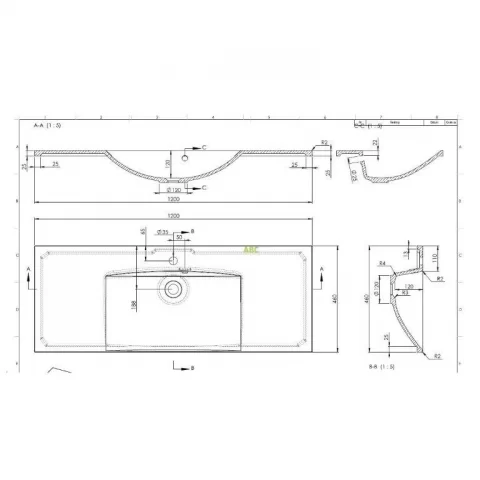 Lavoar Oristo Amelia 120x46 cm alb o cuva