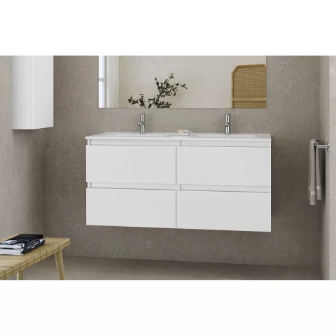 Set PROMO mobilier baza si lavoar Gala Daily 120x46 cm 4 sertare alb