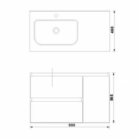 Set PROMO mobilier baza si lavoar Gala Daily 90x46 cm 2 sertare si 1 usa antracit
