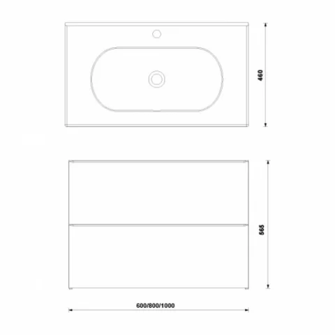 Baza lavoar suspendat Gala Shona 2 sertare 60x45.2 cm alb