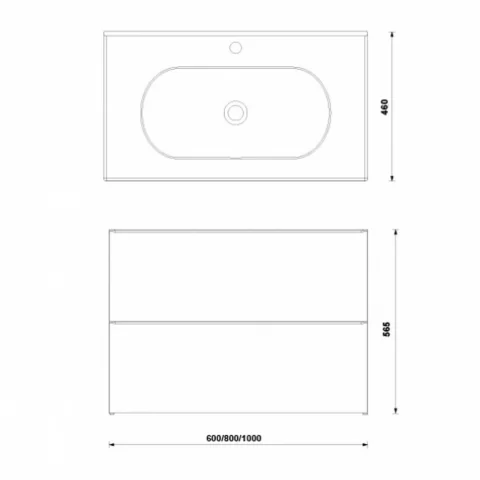 Baza lavoar suspendat Gala Shona 2 sertare 60x45.2 cm gri
