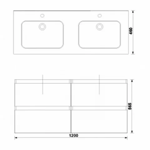 Set PROMO mobilier baza si lavoar Gala Daily 120x46 cm 4 sertare alb