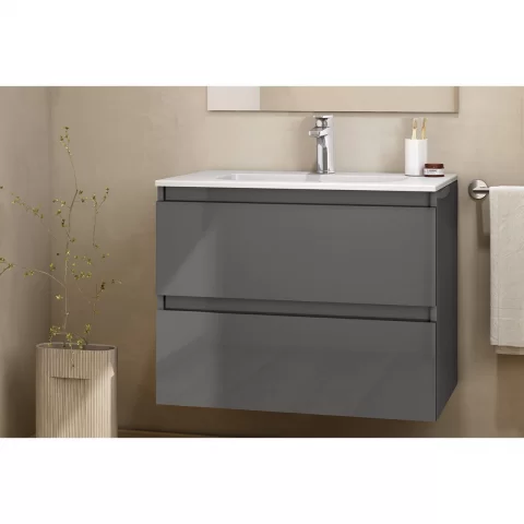 Set PROMO mobilier baza si lavoar Gala Daily 80x46 cm 2 sertare gri
