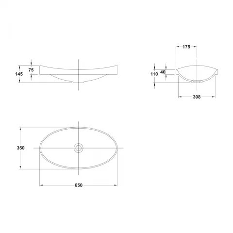 Lavoar incastrat Gala Klea alb mat 65x35 cm