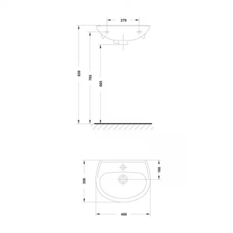 Lavoar suspendat Gala Lyra alb 45x35 cm