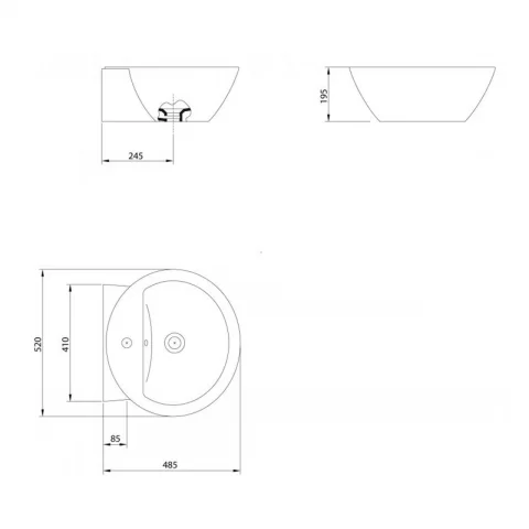 Lavoar pe blat Gala Loop alb 51.5x48 cm