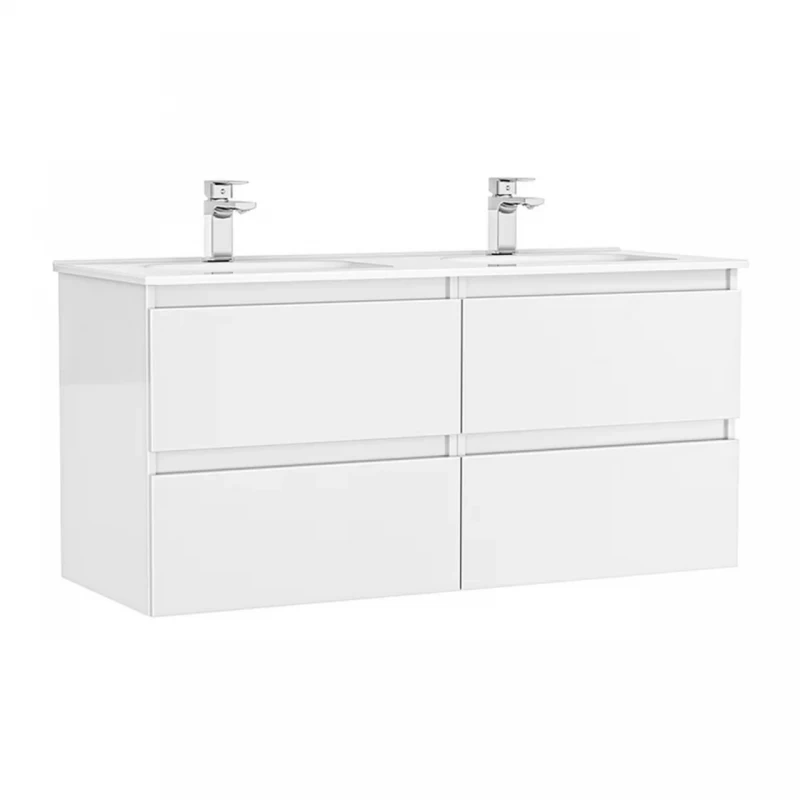 Set PROMO mobilier baza si lavoar Gala Daily 120x46 cm 4 sertare alb