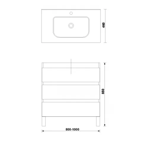Set PROMO mobilier baza si lavoar Gala Daily 80x46 cm 3 sertare gri