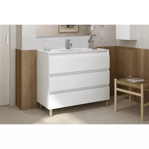 Set PROMO mobilier baza si lavoar Gala Daily 80x46 cm 3 sertare gri
