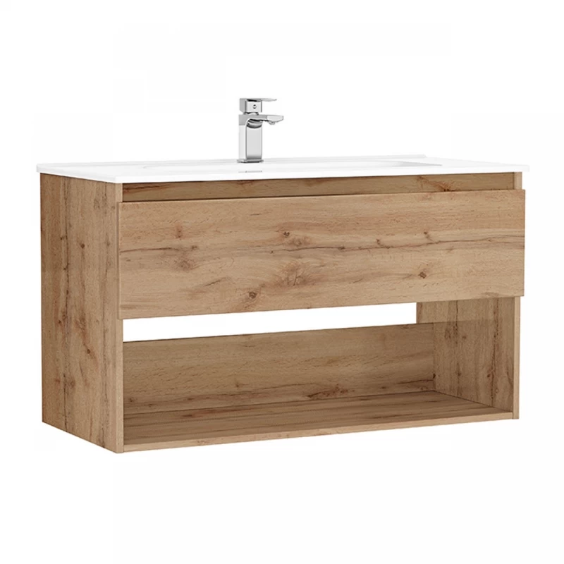 Set PROMO mobilier baza si lavoar Gala Daily 100x46 cm 1 sertar stejar rustic