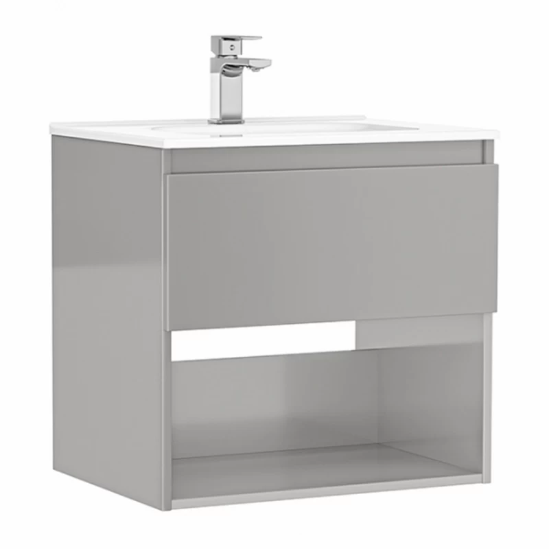 Set PROMO mobilier baza si lavoar Gala Daily 60x46 cm 1 sertar gri