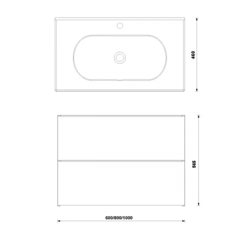 Set PROMO mobilier baza Gala Shona si lavoar Klea 80x46 cm 2 sertare gri mat