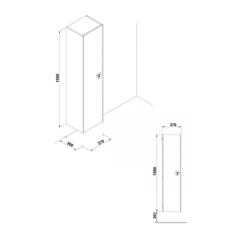 Dulap inalt suspendat Gala Klea 37x150 cm cm alb lucios
