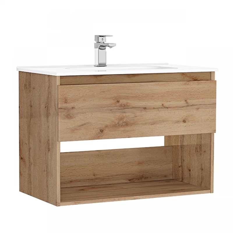 Set PROMO mobilier baza si lavoar Gala Daily 80x46 cm 1 sertar stejar rustic