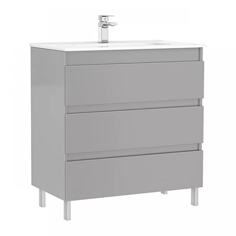 Set PROMO mobilier baza si lavoar Gala Daily 80x46 cm 3 sertare gri