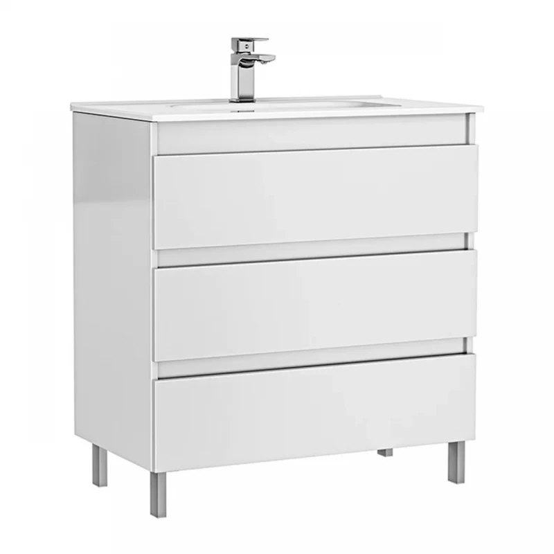 Set PROMO mobilier baza si lavoar Gala Daily 80x46 cm 3 sertare alb