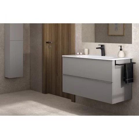 Set PROMO mobilier baza Gala Shona si lavoar Klea 60x46 cm 2 sertare alb mat