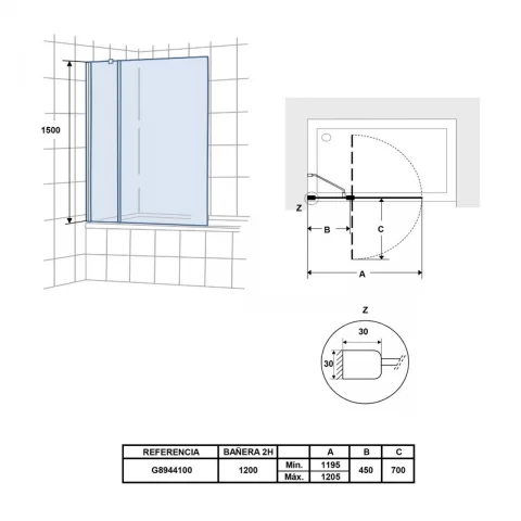 Paravan cada batant Gala New Step 120x150 cm profil crom