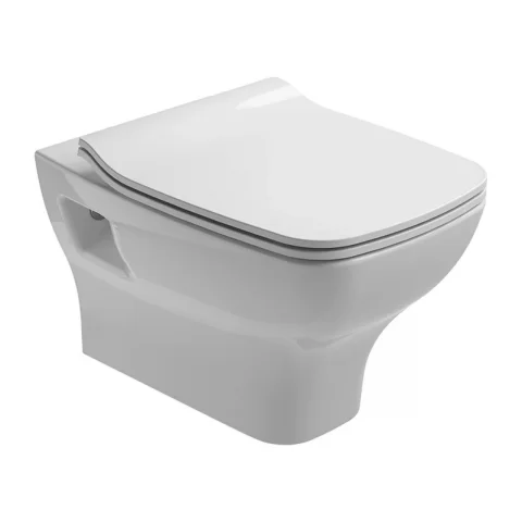 Set PROMO vas WC suspendat Gala Street Square 53x35 cm alb si capac slim softclose