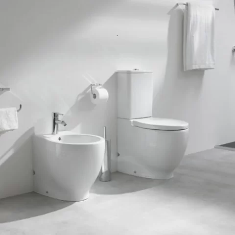 Bideu pe pardoseala Gala Klea 53x37 cm alb