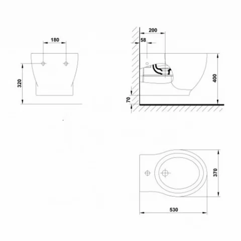 Bideu suspendat Gala Klea 53x37 cm alb