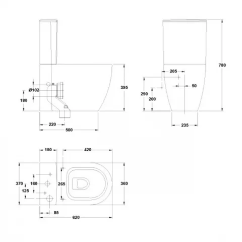 Rezervor WC cu alimentare inferioara Gala Coral alb