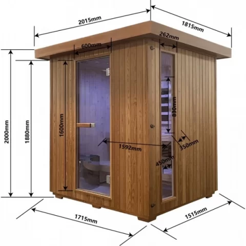 Sauna finlandeza mixta de exterior Sanotechnik Lahti 5-6 persoane 201,5x181,5x200,2cm