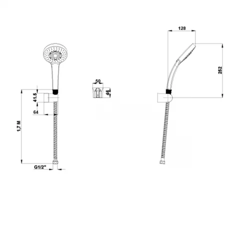 Set de dus cu porter Gala 1F crom 1 tip de jet