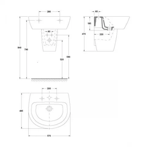 Semipicior pentru lavoar Gala Jazz alb