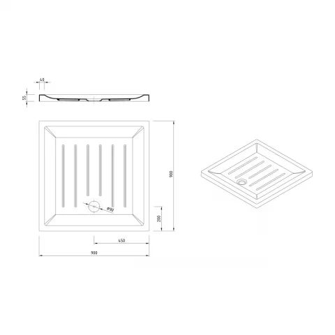Cadita dus patrata Gala Vita acril 90x90 cm alb