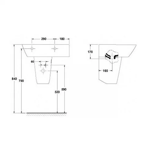 Semipicior pentru lavoar Gala Street alb dreapta