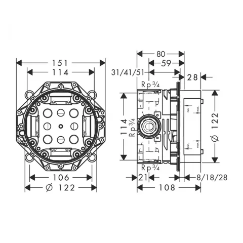 Sistem de dus incastrat Hansgrohe Crometta S crom lucios