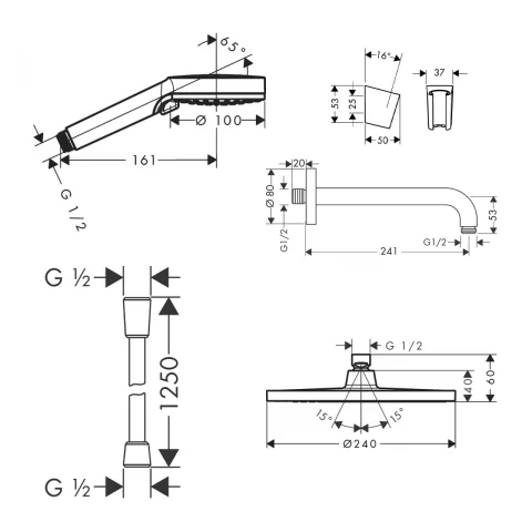 Sistem de dus incastrat Hansgrohe Crometta S crom lucios