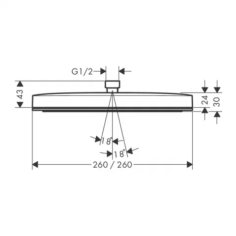 Palarie dus patrata Hansgrohe Pulsify E 260 crom cu 1 tip de jet 