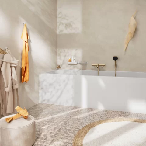 Para dus Hansgrohe Pulsify Select S Relaxation cu 3 tipuri de jet bronz periat