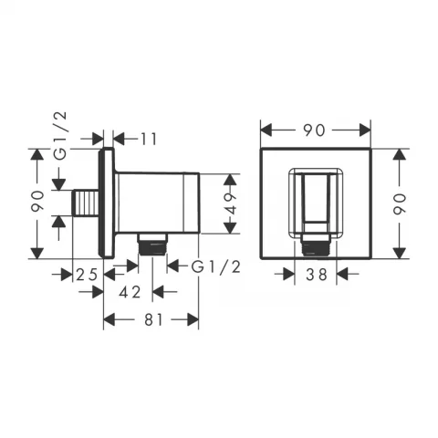 Cot iesire dus Hansgrohe Fixfit E cu suport para bronz periat