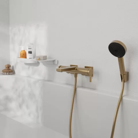 Para dus Hansgrohe Pulsify Select S Relaxation cu 3 tipuri de jet bronz periat