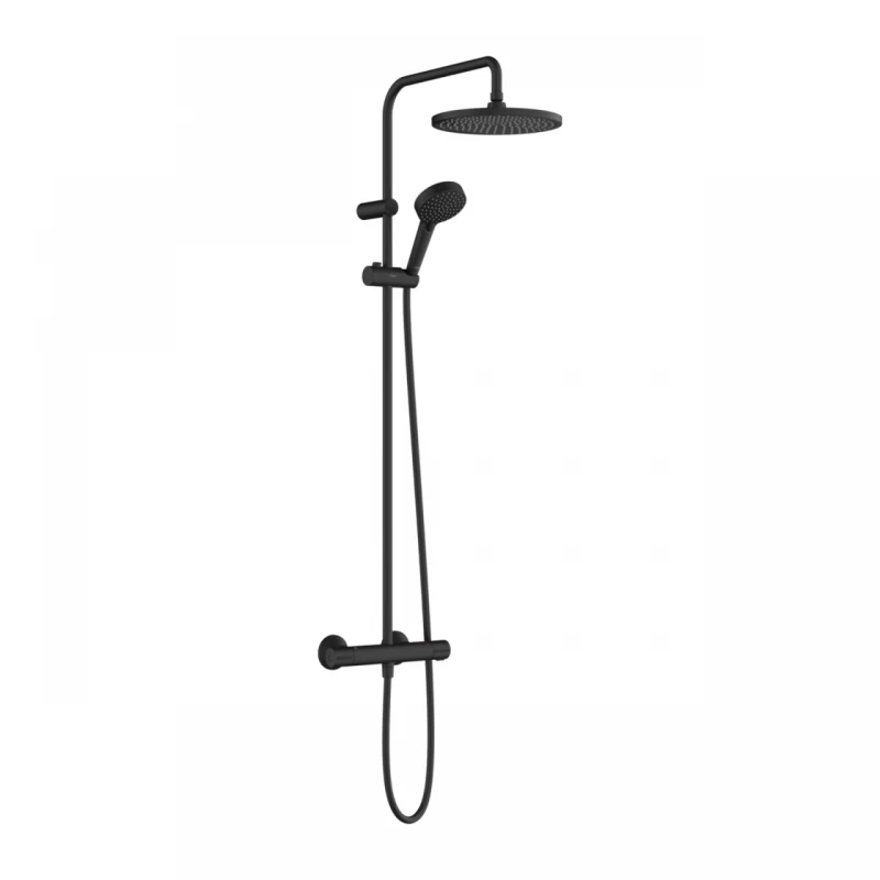 Sistem dus cu baterie termostatica Hansgrohe Vernis Blend 240 S negru mat 1 jet