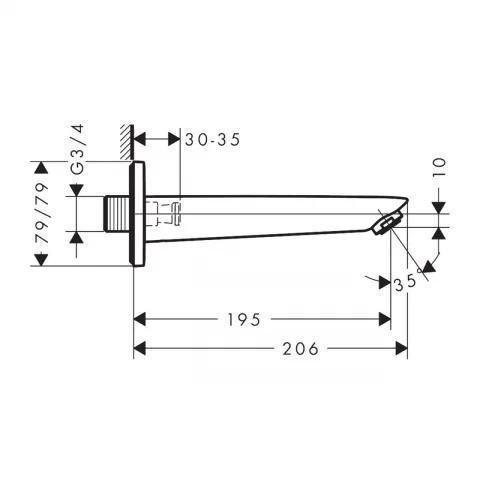 Pipa cada Hansgrohe Logis negru mat 19.5 cm