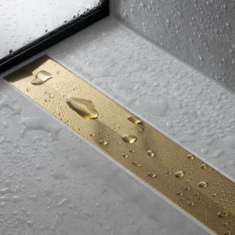 Grila pentru rigola dus Hansgrohe RainDrain Flex ajustabil auriu lucios 80 cm