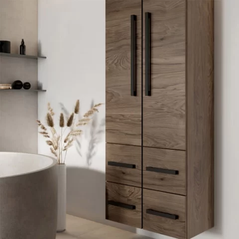Dulap inalt suspendat Defra Granada 30.2x162.5 cm 1 usa si 2 sertare alb lucios