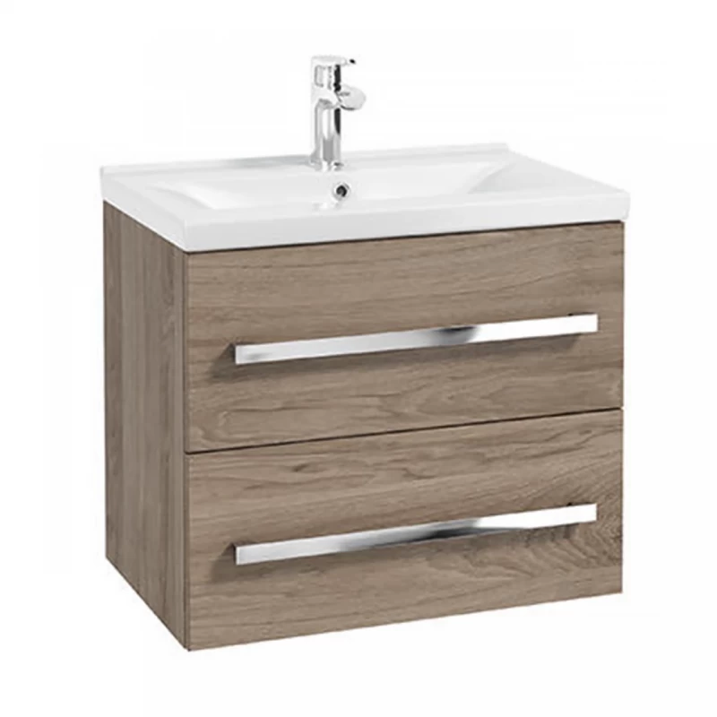 Baza lavoar suspendat Defra Granada 2 sertare 59.9x39.8 cm nuc rockford natur