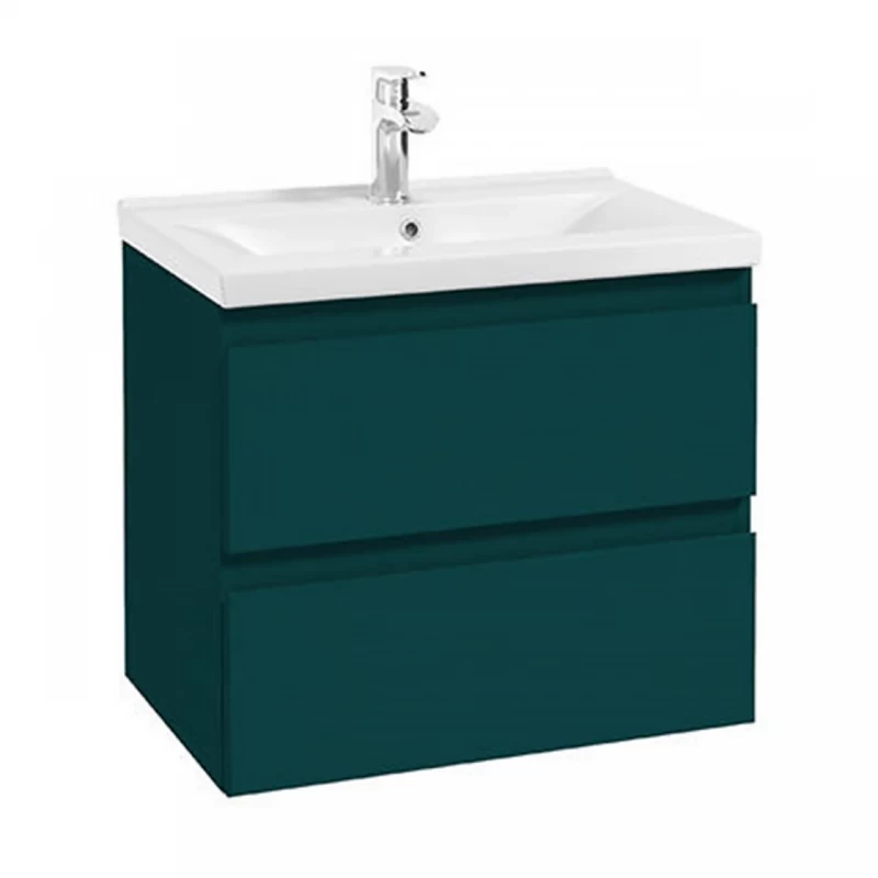 Baza lavoar suspendat Defra Como 2 sertare 59.9x40 cm verde-inchis mat