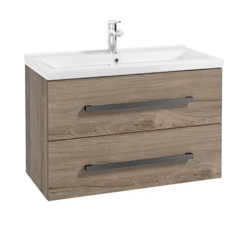 Baza lavoar suspendat Defra Granada 2 sertare 79.9x39.8 cm nuc rockford natur